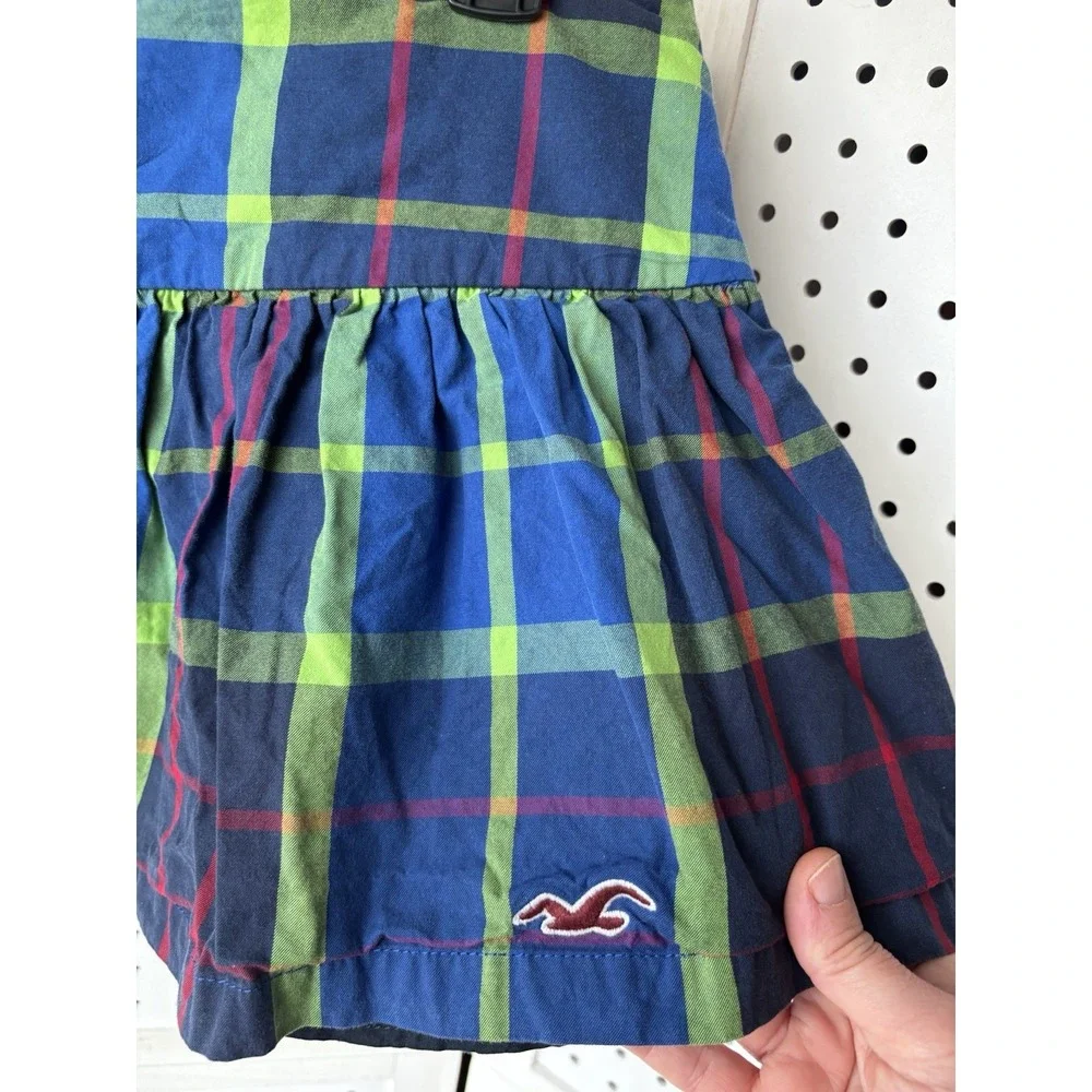 Hollister Micro‎ Mini Skirt Women Size 3 Blue Green Plaid Y2K Pleated Vintage